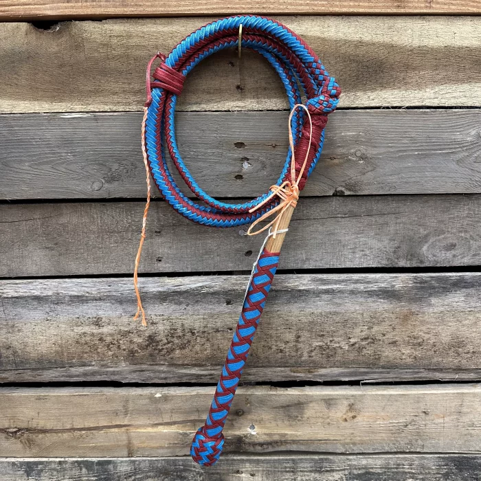 Weighted 6 Foot Nylon Stock Whip in Teal and Red