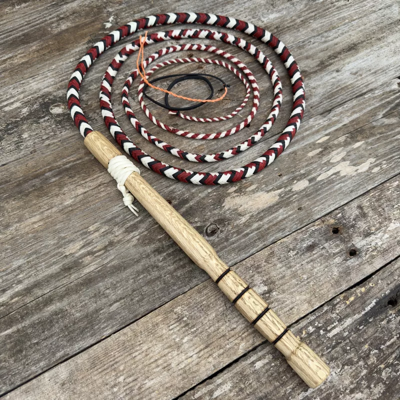Milk snake pattern Florida cow whip with oak handle