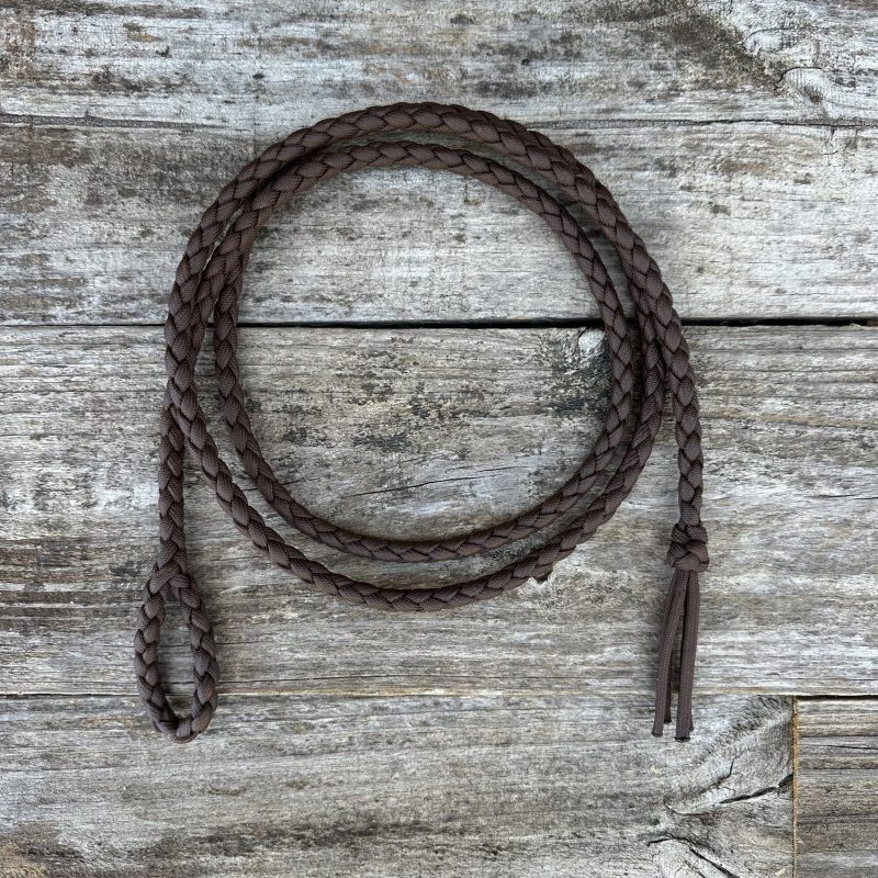 Hand braided piggin string tie down coiled